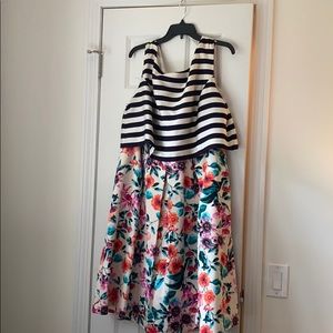 Eliza j.  Striped and floral dress euc 20w